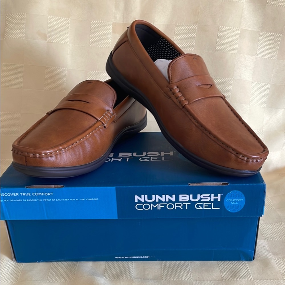 Nunn Bush Brown Leather Slip-On Loafers